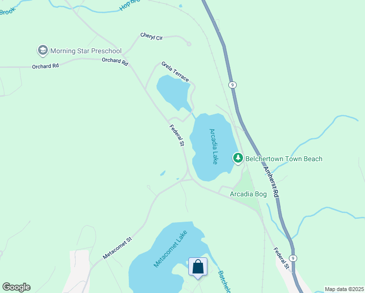 map of restaurants, bars, coffee shops, grocery stores, and more near 545-557 Federal Street in Belchertown