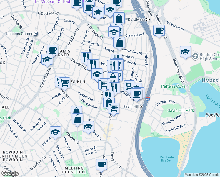 map of restaurants, bars, coffee shops, grocery stores, and more near 7 Treadway Road in Boston