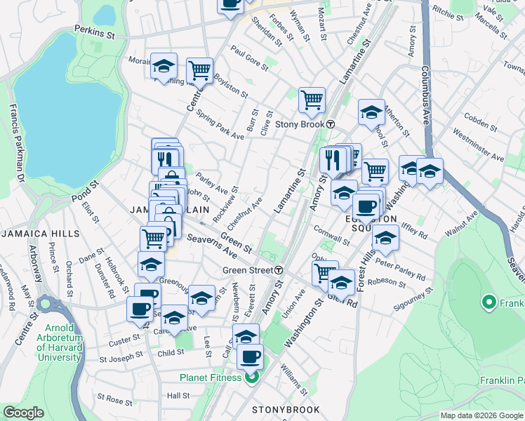 map of restaurants, bars, coffee shops, grocery stores, and more near 267 Chestnut Avenue in Boston