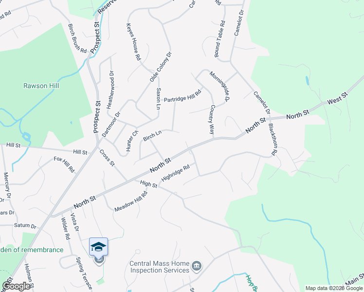 map of restaurants, bars, coffee shops, grocery stores, and more near 26 Birch Lane in Shrewsbury