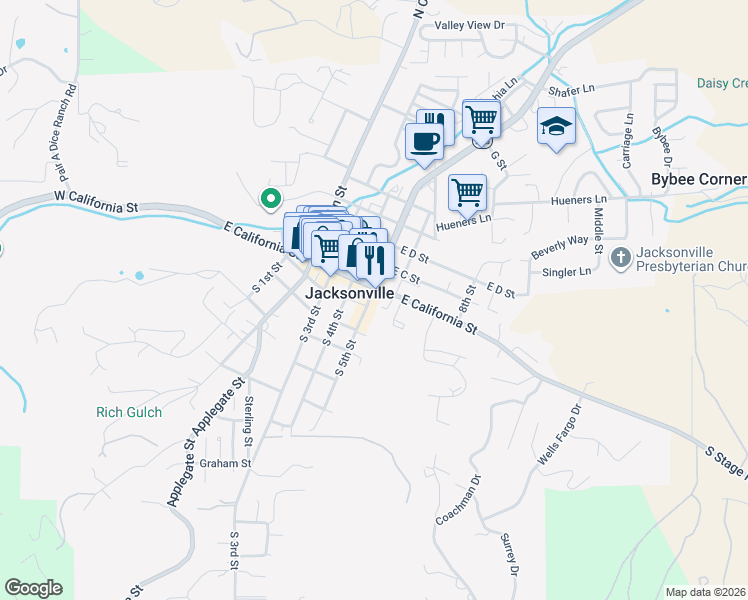 map of restaurants, bars, coffee shops, grocery stores, and more near 105 South 5th Street in Jacksonville