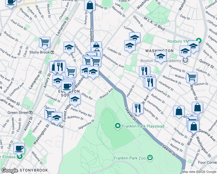 map of restaurants, bars, coffee shops, grocery stores, and more near in Boston
