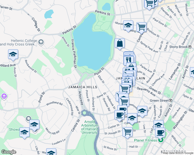 map of restaurants, bars, coffee shops, grocery stores, and more near 56 Eliot Street in Boston