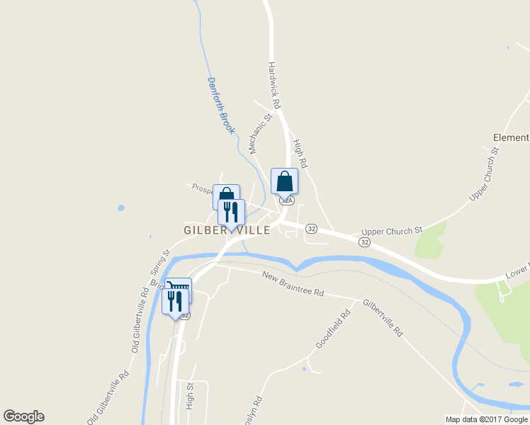 map of restaurants, bars, coffee shops, grocery stores, and more near 29 Prospect Street in Hardwick