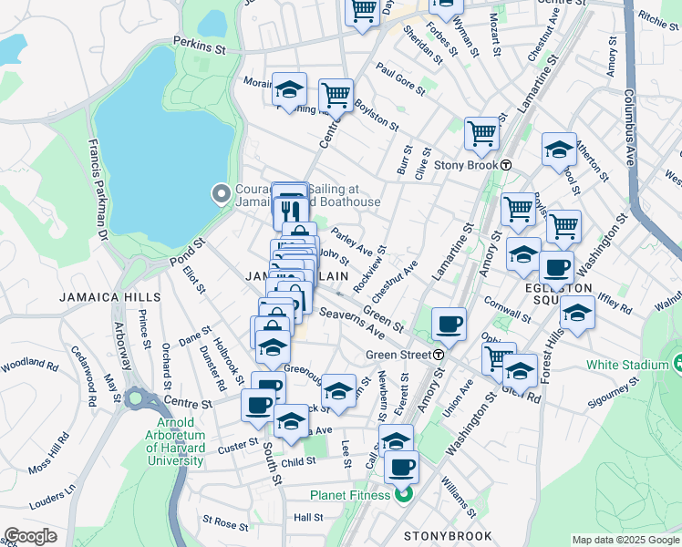 map of restaurants, bars, coffee shops, grocery stores, and more near 9 Warren Square in Boston