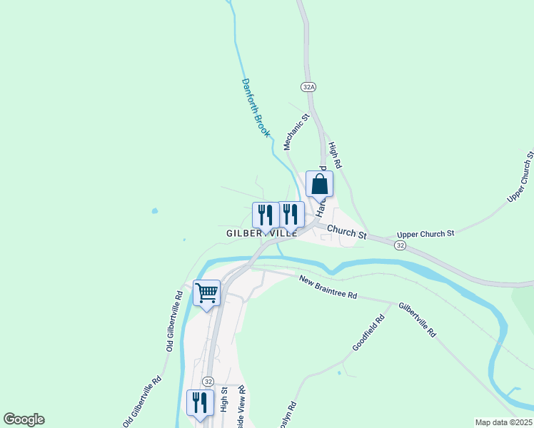 map of restaurants, bars, coffee shops, grocery stores, and more near 70 North Street in Hardwick