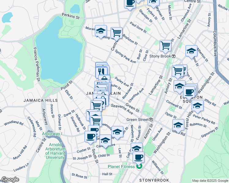 map of restaurants, bars, coffee shops, grocery stores, and more near 9 Warren Square in Boston