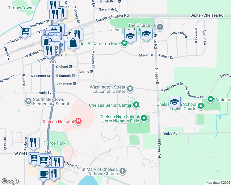 map of restaurants, bars, coffee shops, grocery stores, and more near 616 Flanders Street in Chelsea
