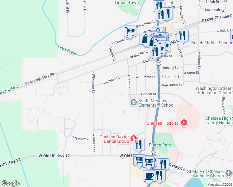 map of restaurants, bars, coffee shops, grocery stores, and more near 409 Lincoln Court in Chelsea