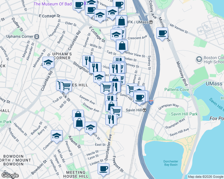 map of restaurants, bars, coffee shops, grocery stores, and more near 15 Treadway Road in Boston