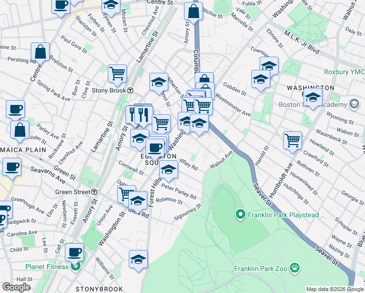 map of restaurants, bars, coffee shops, grocery stores, and more near 6 Chilcott Place in Boston