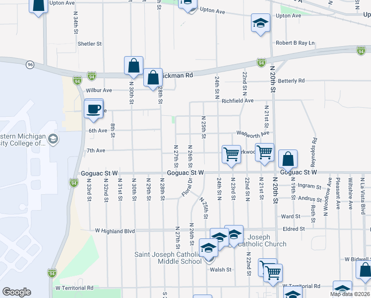 map of restaurants, bars, coffee shops, grocery stores, and more near 196 Kirkwood Avenue in Springfield