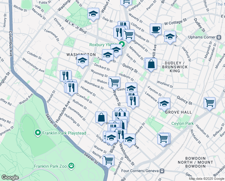 map of restaurants, bars, coffee shops, grocery stores, and more near in Boston