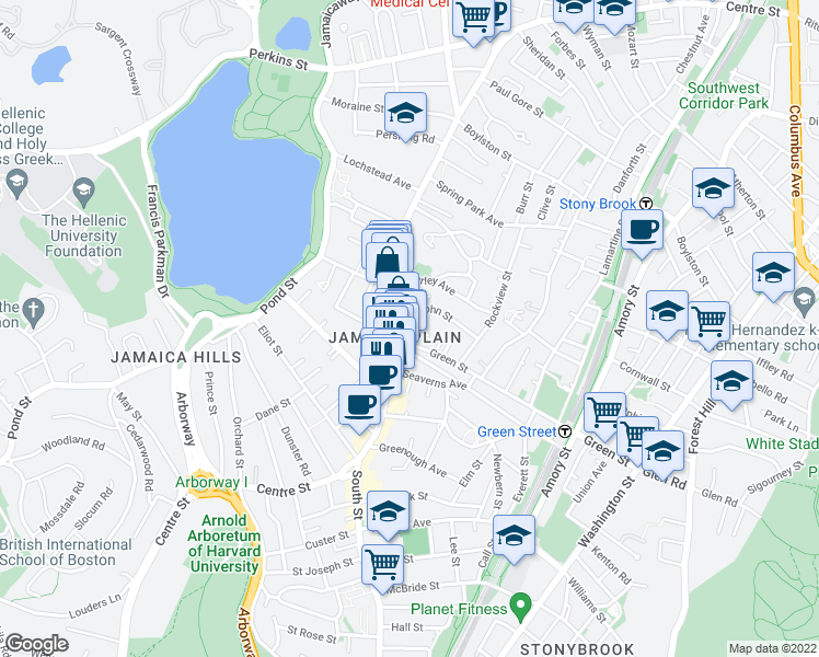 map of restaurants, bars, coffee shops, grocery stores, and more near 7 Lester Place in Boston
