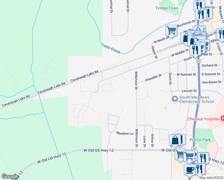 map of restaurants, bars, coffee shops, grocery stores, and more near 703 West Middle Street in Chelsea