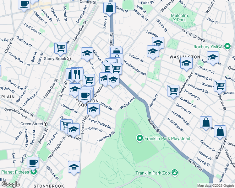 map of restaurants, bars, coffee shops, grocery stores, and more near 43 School Street in Boston