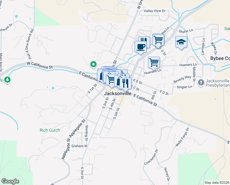 map of restaurants, bars, coffee shops, grocery stores, and more near 160 South 4th Street in Jacksonville