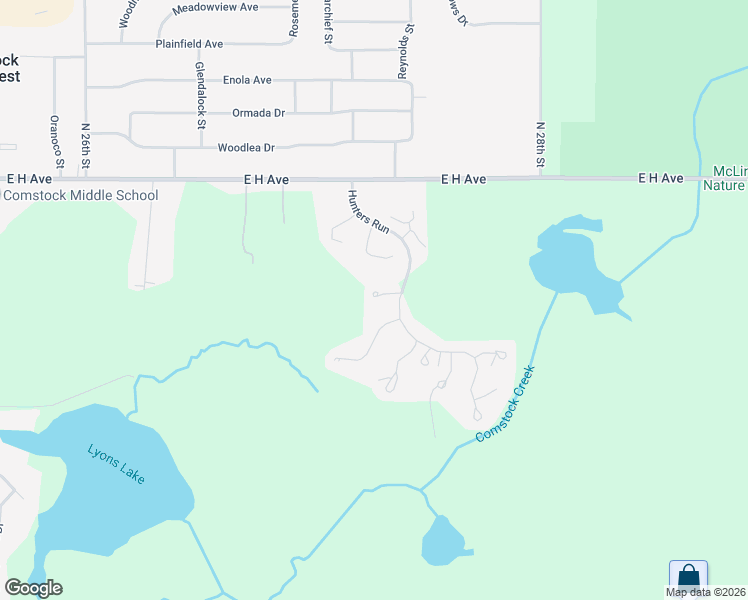 map of restaurants, bars, coffee shops, grocery stores, and more near 6626 Hunters Down in Kalamazoo