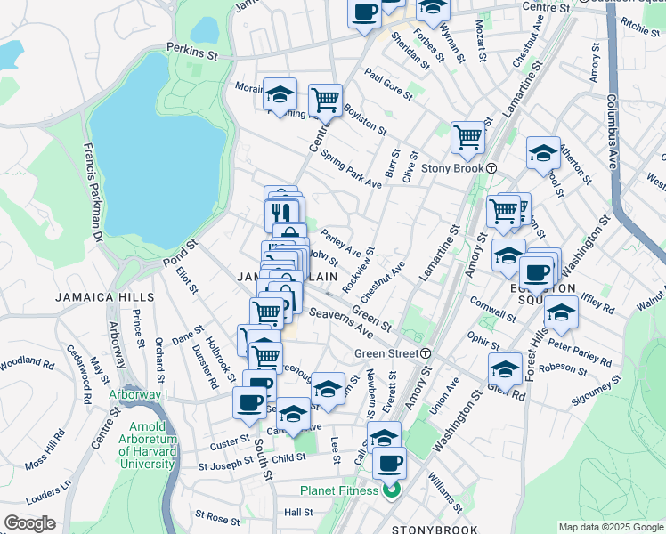 map of restaurants, bars, coffee shops, grocery stores, and more near 35 Saint John Street in Boston
