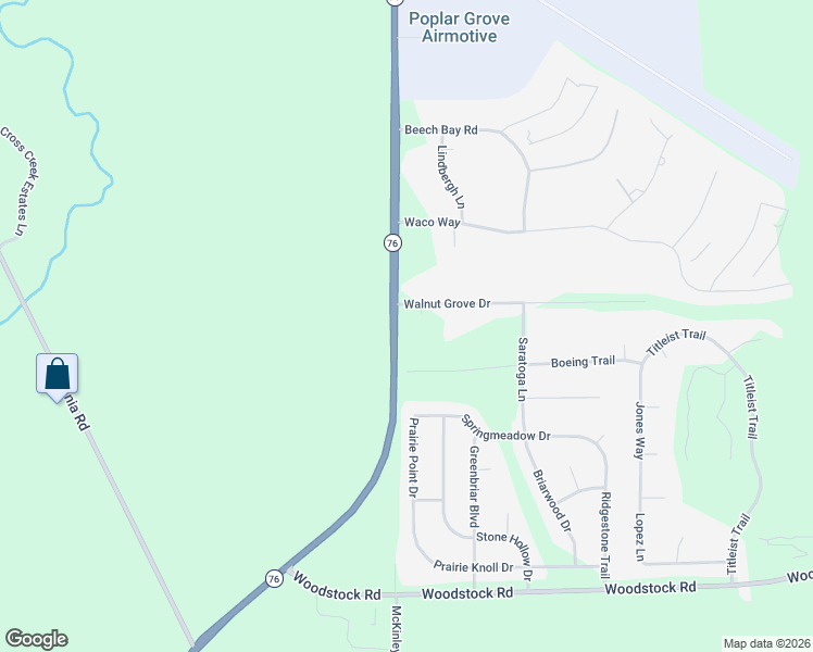 map of restaurants, bars, coffee shops, grocery stores, and more near 4879 Walnut Grove Drive in Poplar Grove