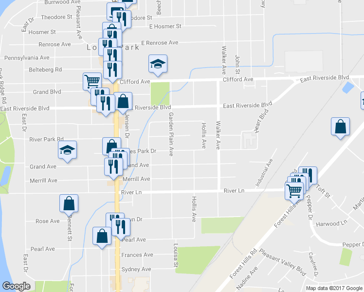 map of restaurants, bars, coffee shops, grocery stores, and more near 714 Loves Park Drive in Loves Park