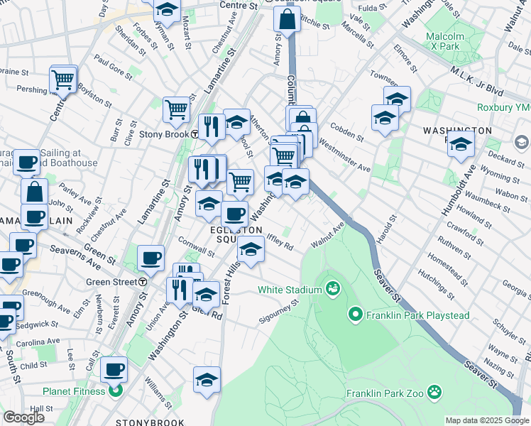 map of restaurants, bars, coffee shops, grocery stores, and more near 6 Chilcott Place in Boston