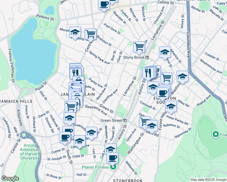 map of restaurants, bars, coffee shops, grocery stores, and more near 267 Chestnut Avenue in Boston