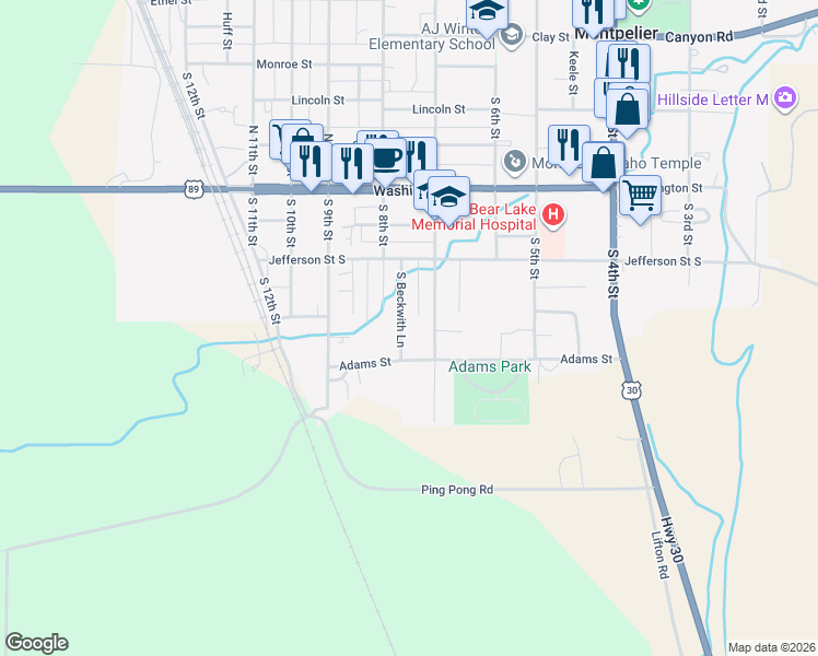 map of restaurants, bars, coffee shops, grocery stores, and more near 294 Beckwith Street in Montpelier