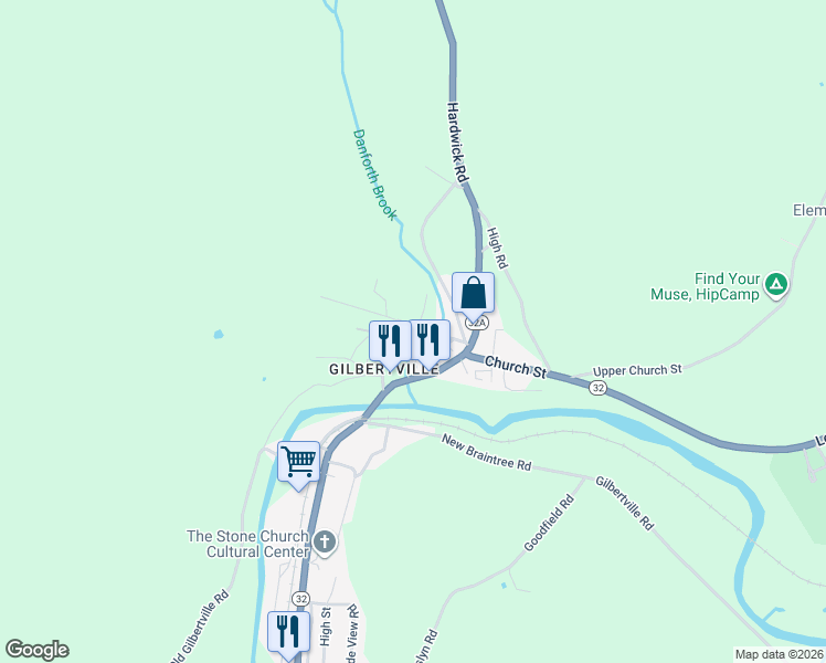 map of restaurants, bars, coffee shops, grocery stores, and more near 70 North Street in Hardwick