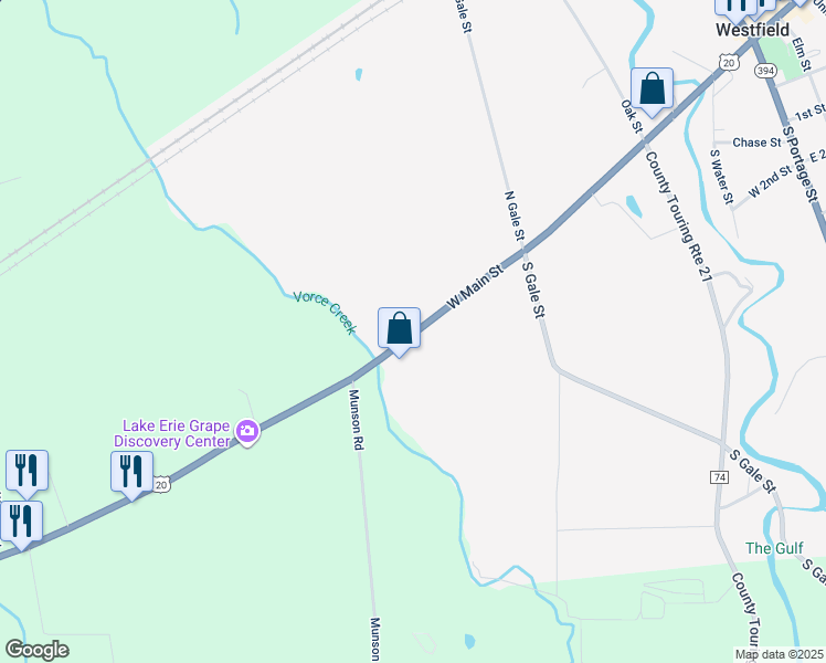 map of restaurants, bars, coffee shops, grocery stores, and more near 232 West Main Street in Westfield