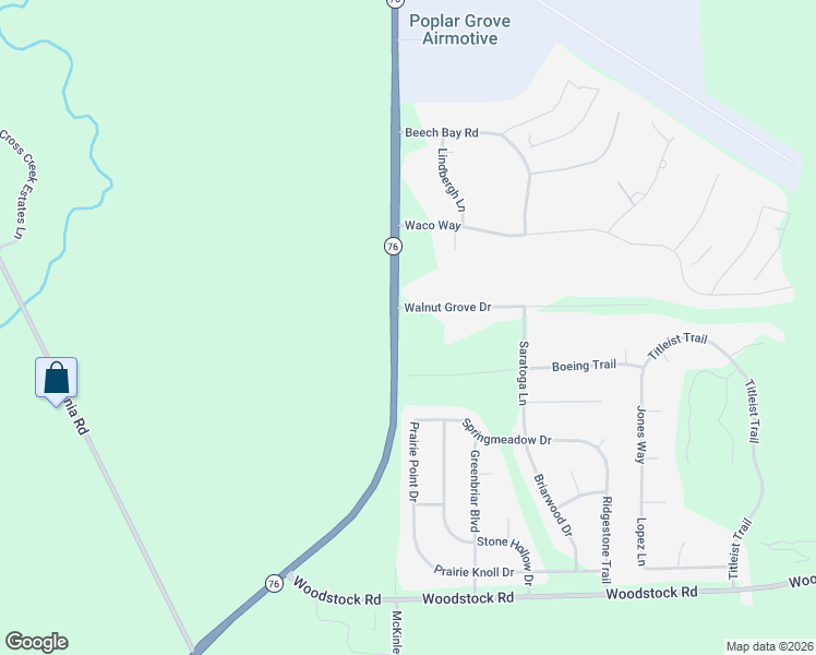 map of restaurants, bars, coffee shops, grocery stores, and more near 4879 Walnut Grove Drive in Poplar Grove