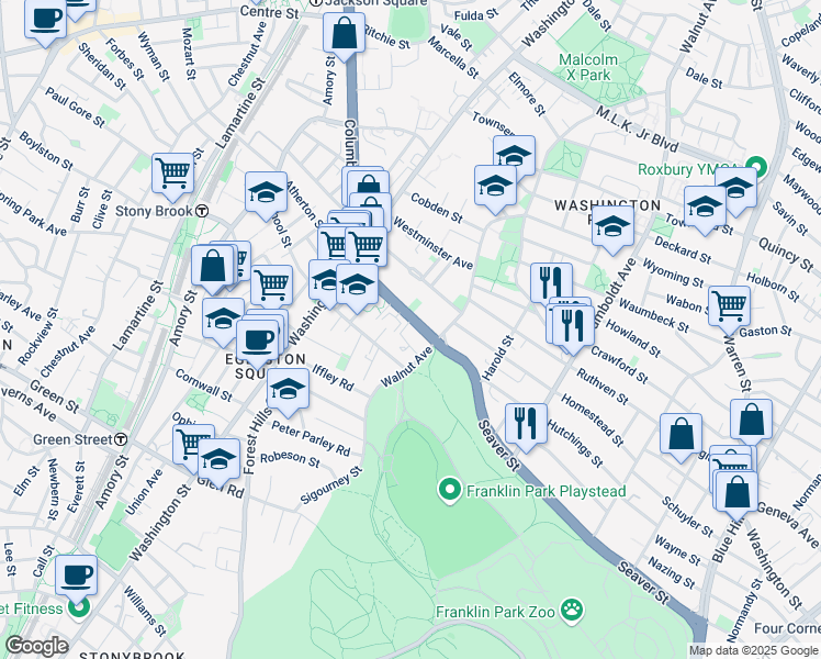 map of restaurants, bars, coffee shops, grocery stores, and more near in Boston