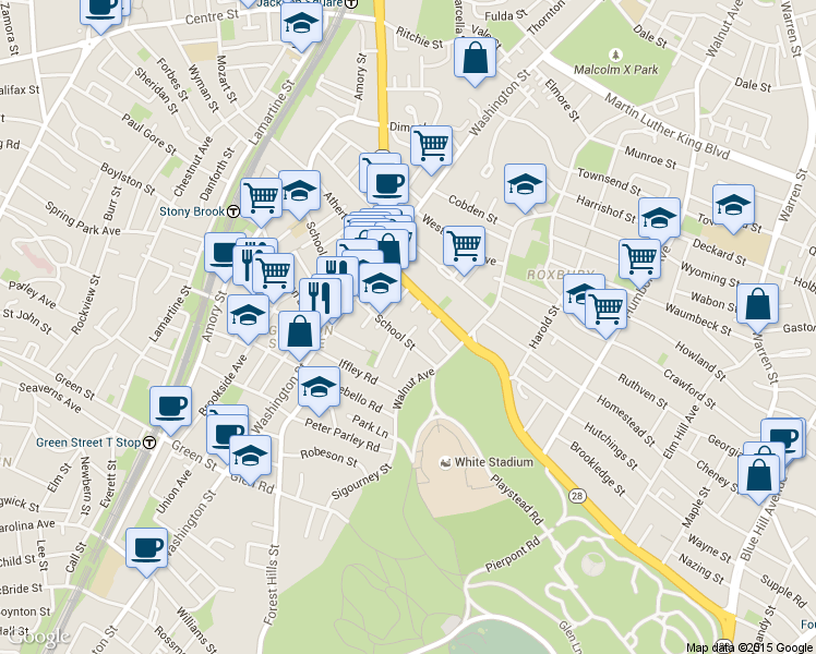 map of restaurants, bars, coffee shops, grocery stores, and more near 3 School Street Place in Boston