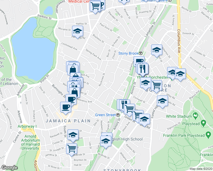 map of restaurants, bars, coffee shops, grocery stores, and more near 267 Chestnut Avenue in Boston