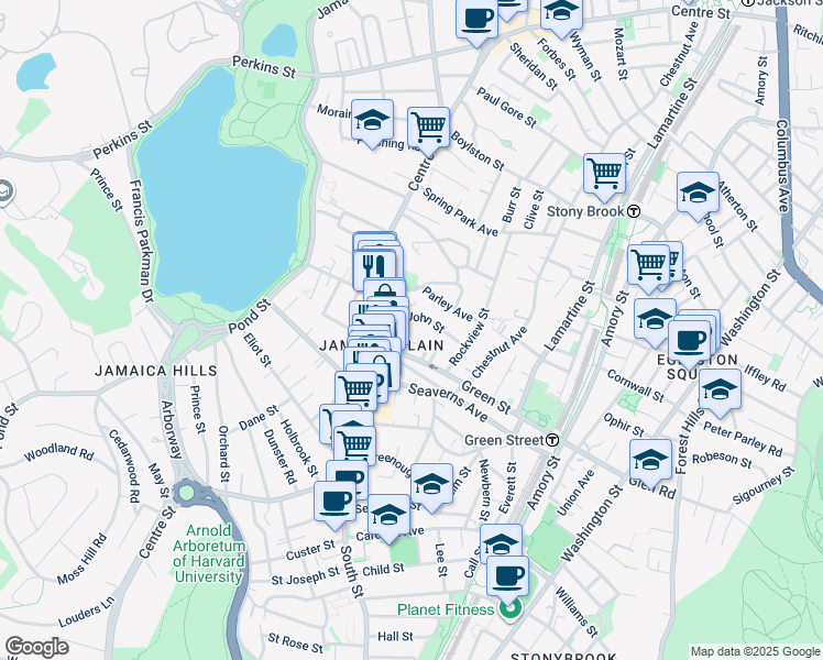 map of restaurants, bars, coffee shops, grocery stores, and more near in Boston