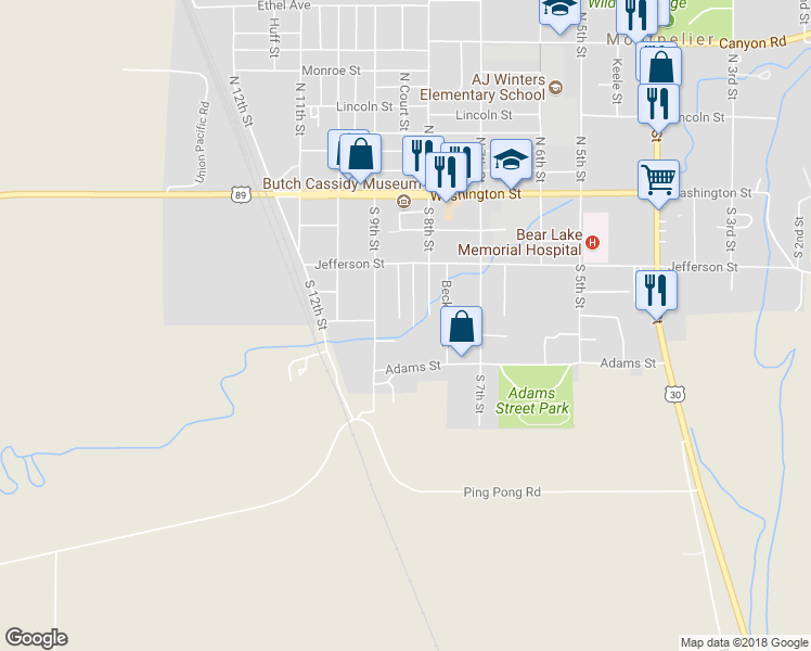 map of restaurants, bars, coffee shops, grocery stores, and more near 281 Woodlawn Street in Montpelier