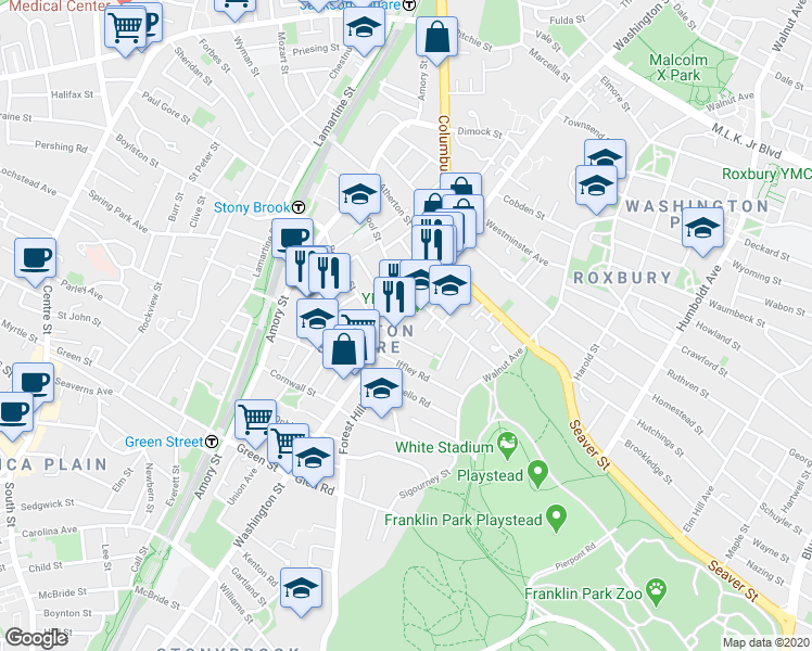 map of restaurants, bars, coffee shops, grocery stores, and more near 6 Chilcott Place in Boston