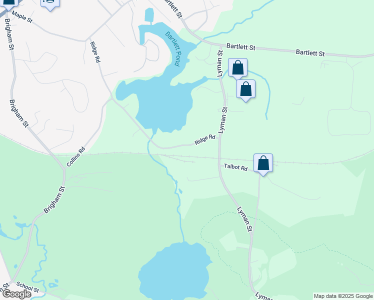 map of restaurants, bars, coffee shops, grocery stores, and more near 134 Ridge Road in Northborough