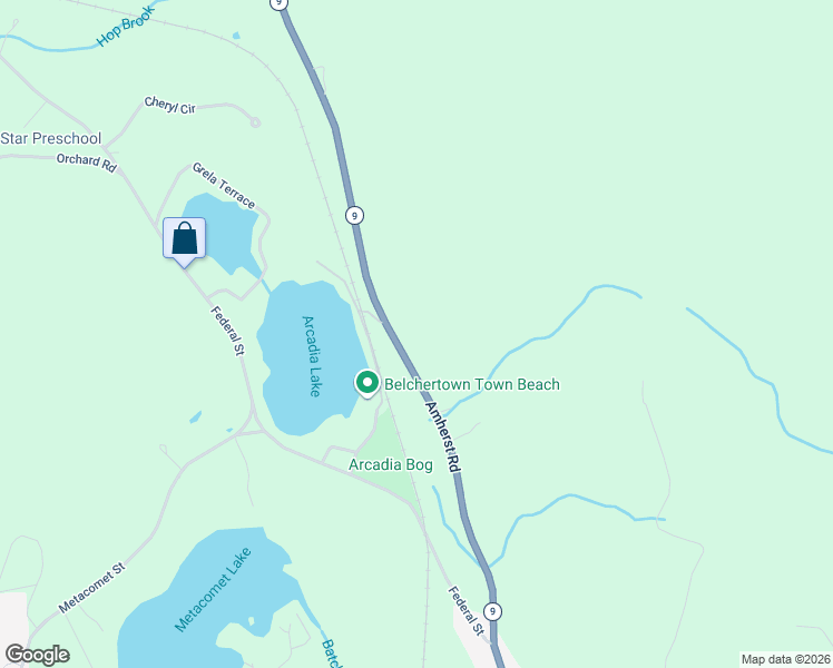 map of restaurants, bars, coffee shops, grocery stores, and more near 140 Amherst Road in Belchertown