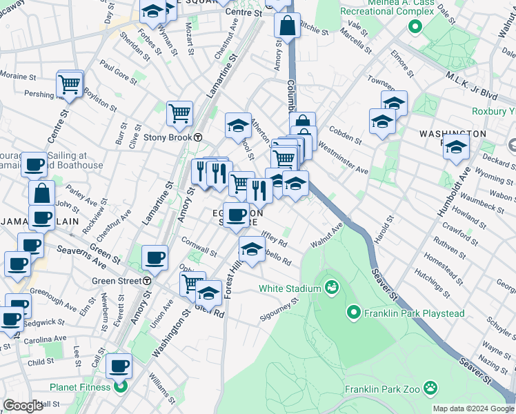 map of restaurants, bars, coffee shops, grocery stores, and more near 6 Chilcott Place in Boston
