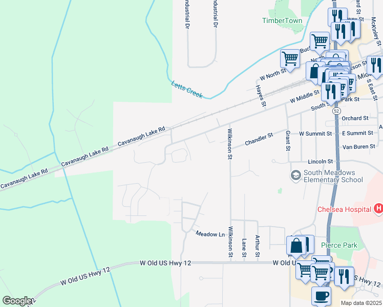 map of restaurants, bars, coffee shops, grocery stores, and more near 703 West Middle Street in Chelsea