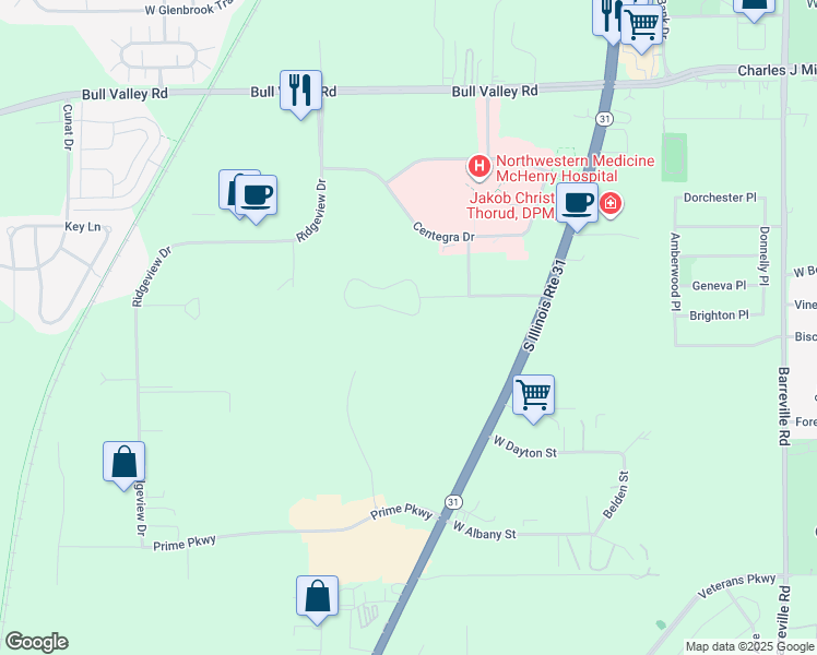 map of restaurants, bars, coffee shops, grocery stores, and more near 4309 West Shamrock Lane in McHenry