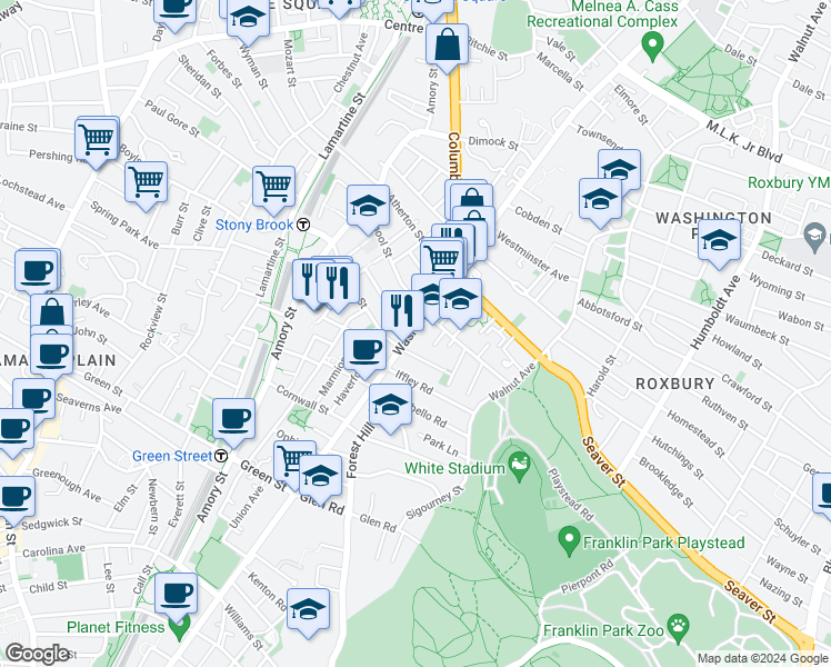 map of restaurants, bars, coffee shops, grocery stores, and more near 6 Chilcott Place in Boston