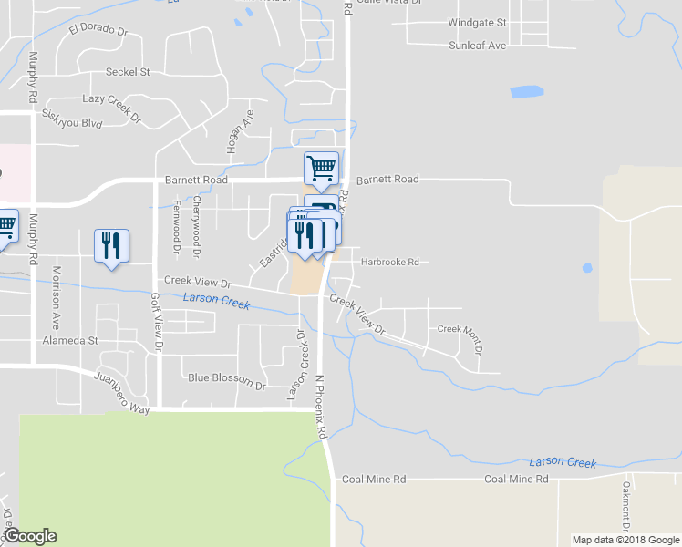 map of restaurants, bars, coffee shops, grocery stores, and more near 3641 Jerome Lane in Medford