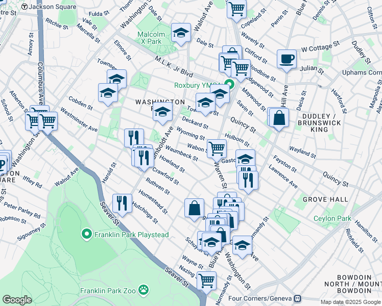 map of restaurants, bars, coffee shops, grocery stores, and more near 41 Howland Street in Boston