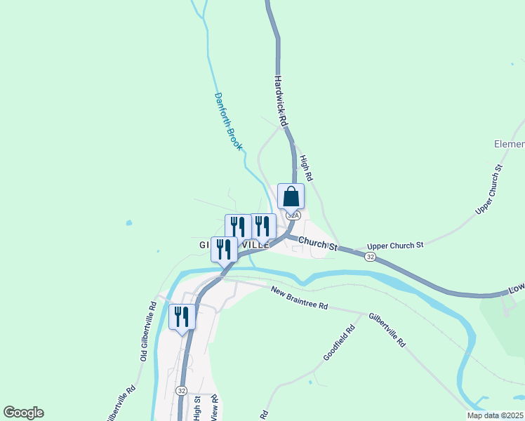 map of restaurants, bars, coffee shops, grocery stores, and more near 29 Prospect Street in Hardwick