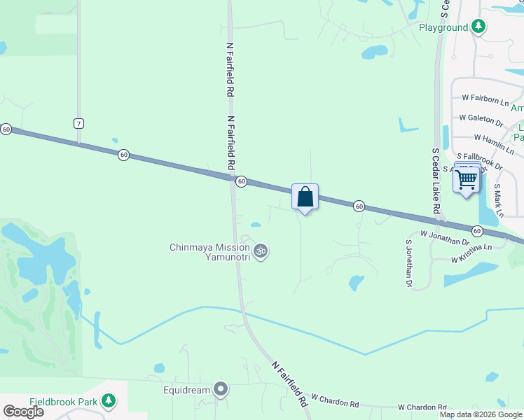 map of restaurants, bars, coffee shops, grocery stores, and more near 24450 West Cherokee Trail in Grayslake