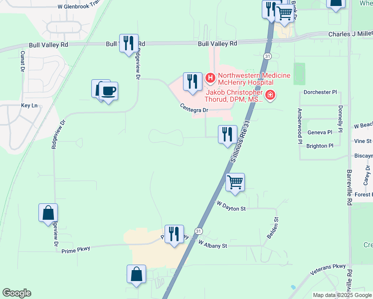 map of restaurants, bars, coffee shops, grocery stores, and more near 4305 West Shamrock Lane in McHenry