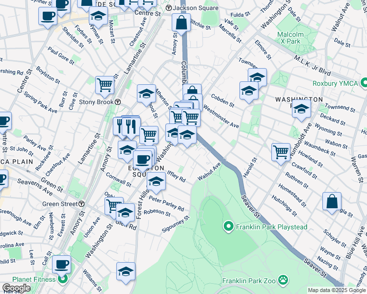 map of restaurants, bars, coffee shops, grocery stores, and more near 4 Glines Avenue in Boston