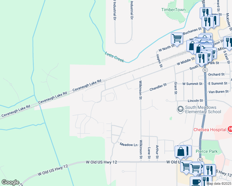 map of restaurants, bars, coffee shops, grocery stores, and more near 703 West Middle Street in Chelsea